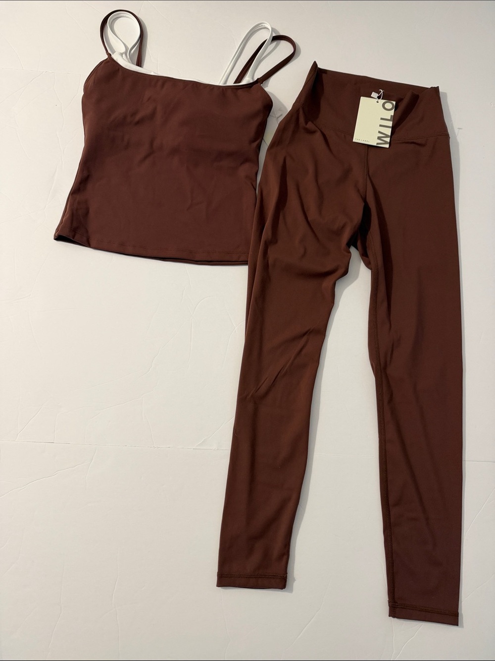 Willow Chocolate Brown High-Waist Leggings with Cropped Tank